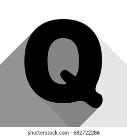 Letter Q sign design template element. Vector. Black icon with two flat gray shadows on white background.