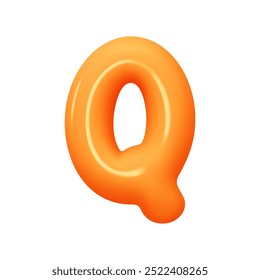 letter Q. letter sign orange soft color. Realistic 3d design in cartoon balloon style. Isolated on white background. vector illustration