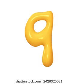 letter Q. letter q sign yellow color. Realistic 3d design in cartoon liquid paint style. Isolated on white background. vector illustration