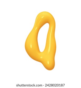 letter Q. letter sign yellow color. Realistic 3d design in cartoon liquid paint style. Isolated on white background. vector illustration