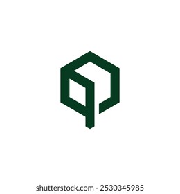 letter q simple geometric cube lines logo vector 