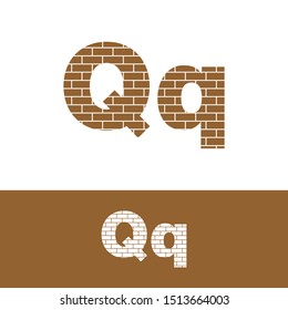 Letter Q simple logo icon, with brick texture vector