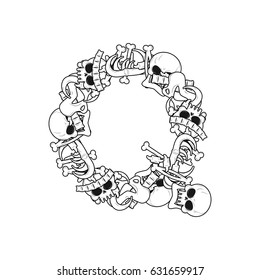 Letter Q skeleton Bones Font. Anatomy of an alphabet symbol. dead ABC sign
