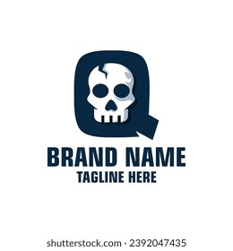 Letter Q Skull Logo Design Template Inspiration, Vector Illustration.