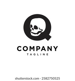 Letter Q Skull Logo Icon Vector