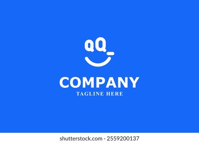 letter q and smile face happy logo