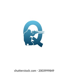 Letter Q with sniper icon logo design concept template vector
