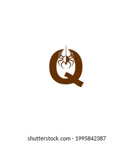 Letter Q with spider icon logo design template vector
