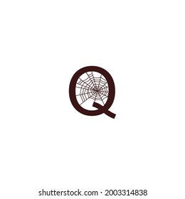 Letter Q  with spider web icon design template vector illustration