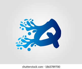 Letter Q With Splash Water Logo Template Vector.