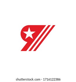 letter q star arrow stripes geometric symbol logo vector