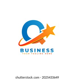 Letter Q with Star Swoosh Logo Design. Suitable for Start up, Logistic, Business Logo Template