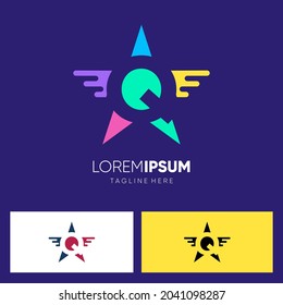 Letter Q Star or with Wing Logo Design Vector Icon Graphic Emblem Illustration
