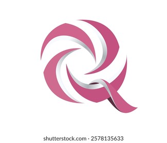 Letter Q from striped red and white lollipops. Festive font or decoration for holiday or party