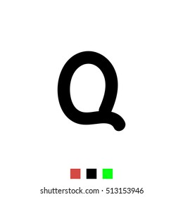 Letter Q. Stylized letter of the English alphabet. Black font isolated on white background, the template element. For the logo, print, web design, icons.