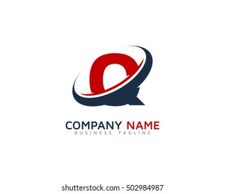 Letter Q Swoosh Ring Round Logo Design Template