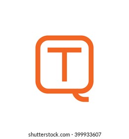 letter Q and T monogram square shape logo orange