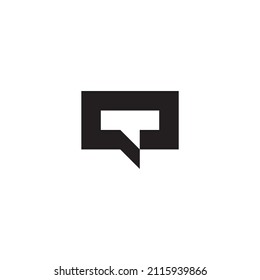 
letter Q and T simple symbol message vector logo