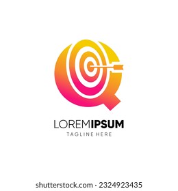 Letter Q Target Initial Logo Design Vector Icon Graphic Emblem Illustration