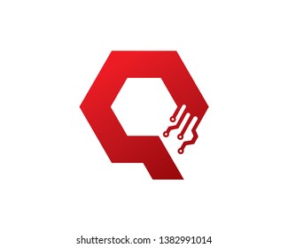 Letter Q Tech Logo Template, Icon, Symbol