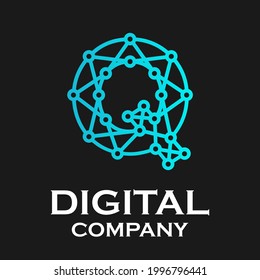 Ilustración de logotipo de tecnología de carta q