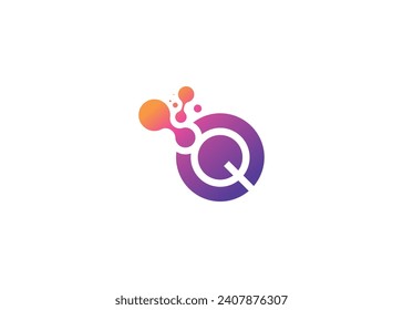 Letter Q Technology vector monogram logo design template. Letter Q molecule, Science and Bio technology Vector logo