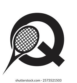 Letter Q Tennis Logo. Paddle Symbol Vector Template