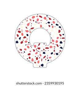 Letter Q. Terrazzo texture. Vector graphic.