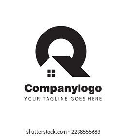 the letter q that forms a house for logo company design