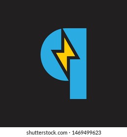 letter q thunder shape geometric logo vector