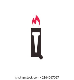 Letter Q Torch With Red Fire