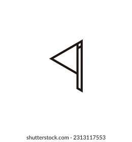 Letter q and i triangle, line geometric symbol simple logo vector