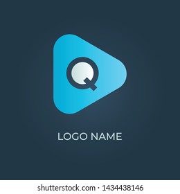 Letter "Q" with triangle shape logo. Alphabet vector