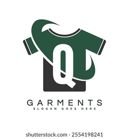 Letter Q T-Shirt Logo with round Concept. Alphabet Q garments moon face icon design