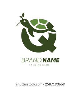 Letter Q Turtle Logo Design Vector Icon Graphic Emblem Symbol Image Illustration