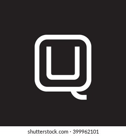 letter Q and U monogram square shape logo white black background