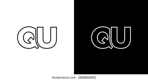 Letter Q and U, QU logo design template. Minimal monogram initial based logotype.