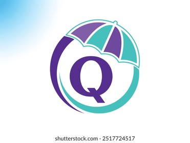 Letter Q Umbrella Logo Design Vector Template.