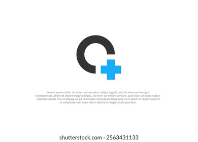 letter q uppercase plus or hospital medical logo