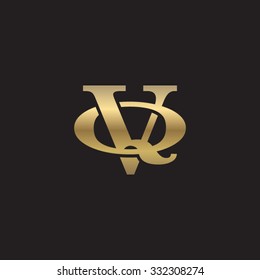 letter Q and V monogram golden logo