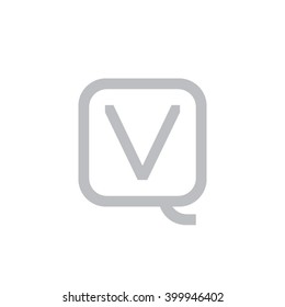 letter Q and V monogram square shape logo gray