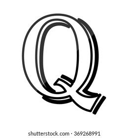 Letter Q, vector alphabet