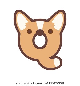A letter Q vector cute corgi dog0
