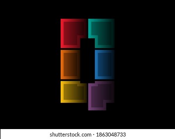 Letter Q vector design, colorful font logo. Dynamic split multicolor design on black background. For social media, design elements, creative poster, web template    
