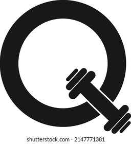 Letter Q Vector Logo with dumbbell - fitness logo