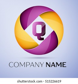Letter Q vector logo symbol in the colorful circle. Vector template for your design