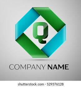 Letter Q vector logo symbol in the colorful rhombus. Vector template for your design