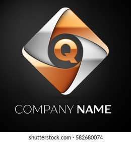Letter Q vector logo symbol in the colorful rhombus on black background. Vector template for your design