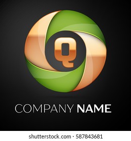 Letter Q vector logo symbol in the colorful triangle on black background. Vector template for your design