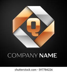 Letter Q vector logo symbol in the colorful rhombus on black background. Vector template for your design
